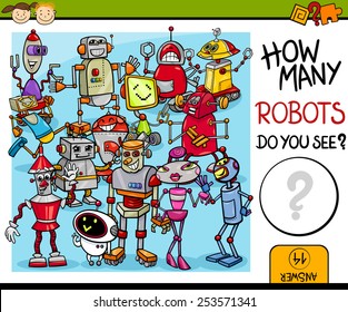 Cartoon Vector Illustration of Education Counting Game for Preschool Children