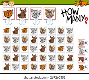 Cartoon Vector Illustration of Education Counting Game for Preschool Children