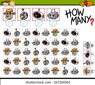Cartoon Vector Illustration of Education Counting Game for Preschool Children