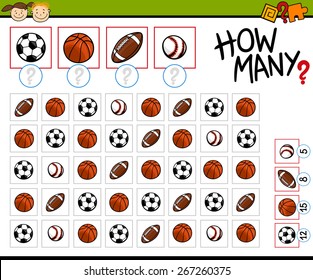 Cartoon Vector Illustration of Education Counting Game for Preschool Children