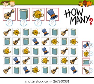 Cartoon Vector Illustration of Education Counting Game for Preschool Children