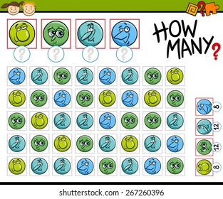 Cartoon Vector Illustration of Education Counting Game for Preschool Children