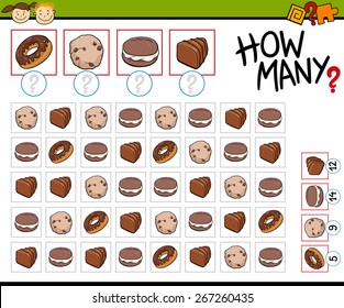 Cartoon Vector Illustration of Education Counting Game for Preschool Children