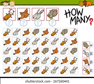 Cartoon Vector Illustration of Education Counting Game for Preschool Children