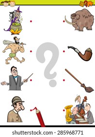 Cartoon Vector Illustration of Education Element Matching Game for Preschool Children