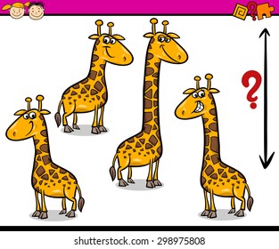 Cartoon Vector Illustration of Education Game for Preschool Children with Giraffe