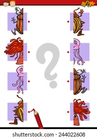 Cartoon Vector Illustration of Education Halves Matching Game for Preschool Children