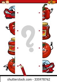 Cartoon Vector Illustration of Education Join Halves Task for Preschool Children