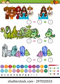 Cartoon Vector Illustration of Education Mathematical Calculating Game for Preschool Children