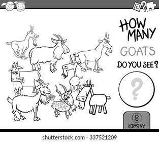 Cartoon Vector Illustration of Education Mathematical Task for Coloring Book