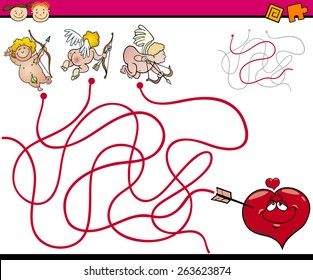 Cartoon Vector Illustration Education Paths Maze Game for Preschool Children