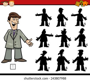 Cartoon Vector Illustration of Education Shadow Matching Game for Preschool Children