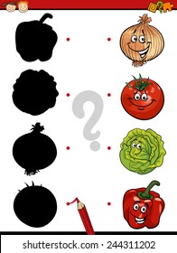 Cartoon Vector Illustration of Education Shadow Matching Game for Preschool Children