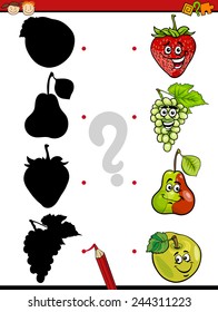 Cartoon Vector Illustration of Education Shadow Matching Game for Preschool Children