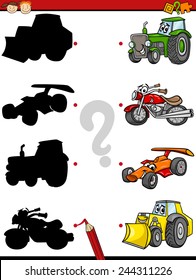 Cartoon Vector Illustration of Education Shadow Matching Game for Preschool Children