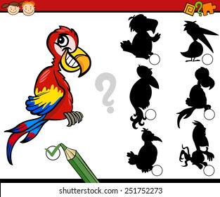Cartoon Vector Illustration of Education Shadow Matching Game for Preschool Children