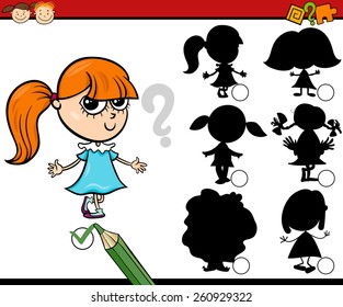 Cartoon Vector Illustration of Education Shadow Matching Game for Preschool Children