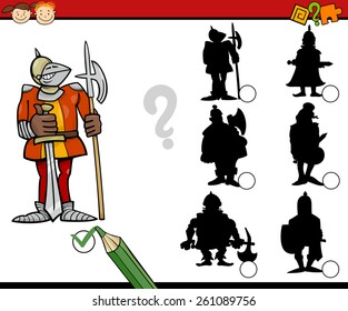 Cartoon Vector Illustration of Education Shadow Matching Game for Preschool Children