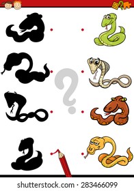 Cartoon Vector Illustration of Education Shadow Matching Game for Preschool Children