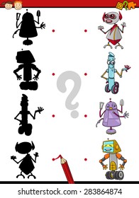 Cartoon Vector Illustration of Education Shadow Matching Game for Preschool Children