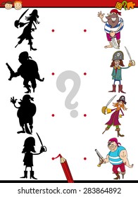 Cartoon Vector Illustration of Education Shadow Matching Game for Preschool Children