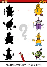 Cartoon Vector Illustration of Education Shadow Matching Game for Preschool Children
