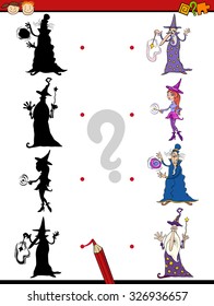 Cartoon Vector Illustration of Education Shadow Matching Game for Preschool Children with Fantasy Characters