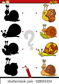 Cartoon Vector Illustration of Education Shadow Task for Preschool Children with Snails