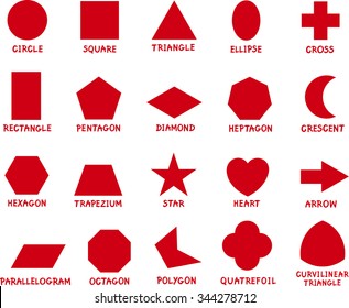 Cartoon Vector Illustration of Educational Basic Geometric Shapes Characters with Captions for Preschool or Primary School Children
