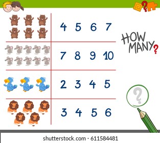 Cartoon Vector Illustration Educational Counting Game Stock Vector ...