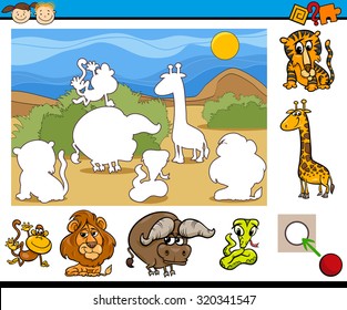Cartoon Vector Illustration of Educational Game for Preschool Children with Animal Characters