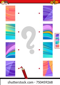 Cartoon Vector Illustration of Educational Game of Matching Halves of Abstract Images