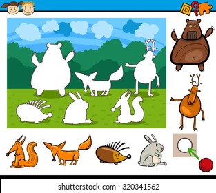 Cartoon Vector Illustration of Educational Kindergarten Task for Children with Animal Characters