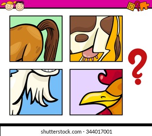 Cartoon Vector Illustration of Educational Task for Preschool Children with Animals Riddle