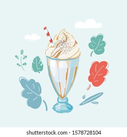 Cartoon vector illustration of Egg Nog Set Glass on white background.
