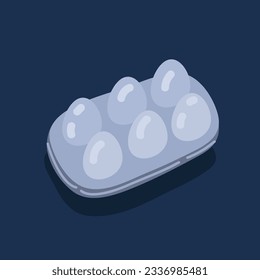 Cartoon vector illustration of Eggs box over dark