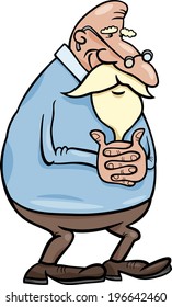 Cartoon Vector Illustration of Elder Man Senior or Grandfather