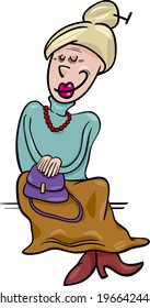 Cartoon Vector Illustration of Elder Woman Senior or Grandmother