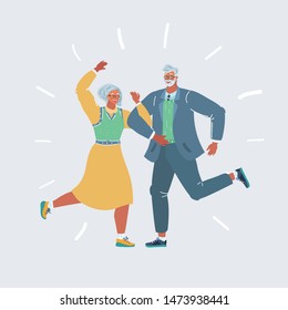 Cartoon vector illustration of Illustration of an Elderly Couple Dancing. Human characters on white background.