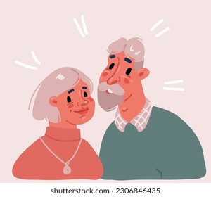 Cartoon vector illustration of Elderly couple together. Old man and woman