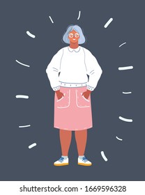 Cartoon vector illustration of elderly woman