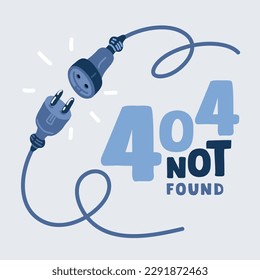 Cartoon vector illustration of Electric socket and plug disconnect. Concept of 404 error connection. Electric plug icon and outlet socket unplugged. Circuit of plug connect off.