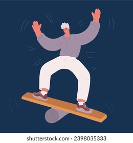 Cartoon vector illustration of Emotional intelligence, balance emotion. Unstable mental state and tight emotion control. Psychological and mental stability. Mindful calm, harmony over dark backround