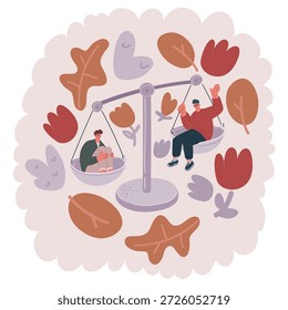 Caricatura Ilustración vectorial de la Igualdad de las Personas. Create Un equilibrio entre hombres de negocios