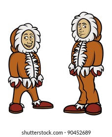 cartoon vector illustration of Eskimos