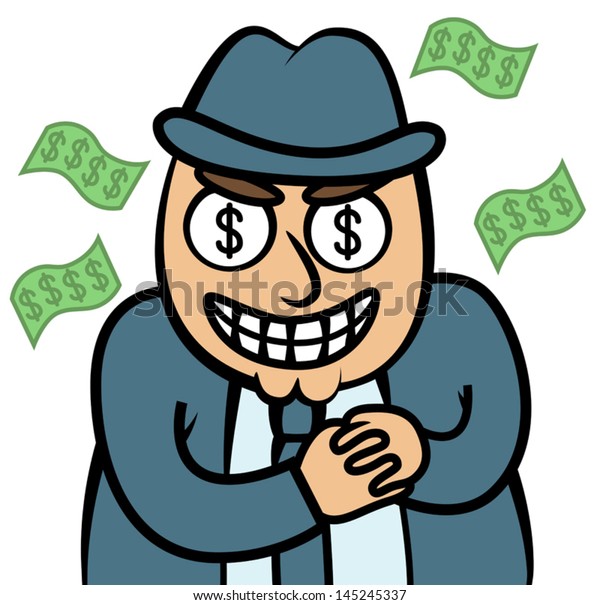スーツ マフィア ディーラー 銀行家 ローンシャーク 堅い上司 政治家の悪いお金を食べている男性の漫画のベクターイラスト のベクター画像素材 ロイヤリティフリー