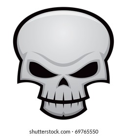 Cartoon vector illustration of an evil, stylized skull. Great for Halloween, pirate flags, warnings, etc.