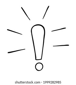 Cartoon vector illustration of exclamation mark. Black outlined and white colored.