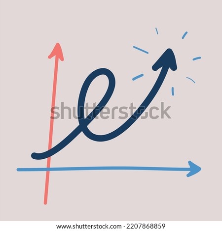 Cartoon vector illustration of an exponential growth chart.