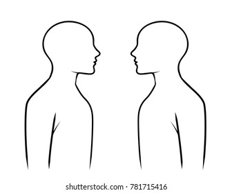 cartoon vector illustration of a face to face